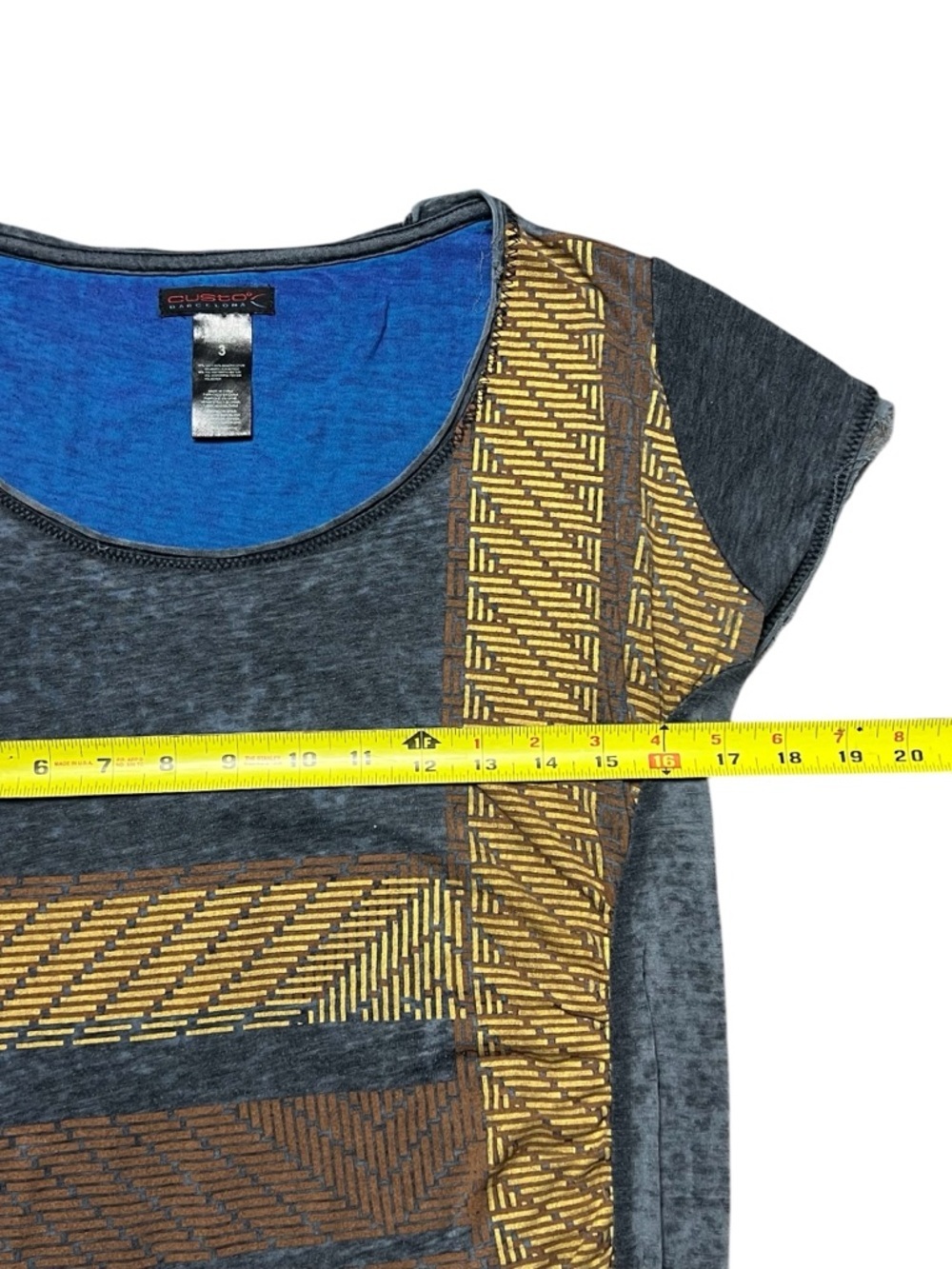 Custo Barcelona Tunic Mini Dress Geometric Print Short Sleeve Y2K Size Medium - Picture 4 of 5